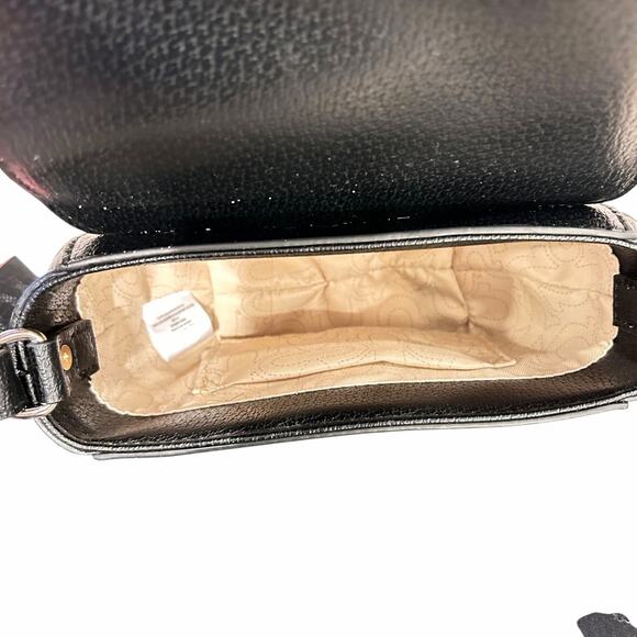 True Religion Mini Flap Crossbody Bag Black Gold Horseshoe Hardware - Picture 5 of 6